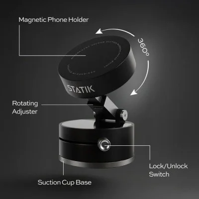 Statik HyperMount 5 Vacuum Magnetic Phone Mount - Black